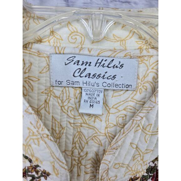 Vtg 90s Sam Hilu's Collection Quilted cotton Jacket medium Floral Garden Dainty - Picture 7 of 7